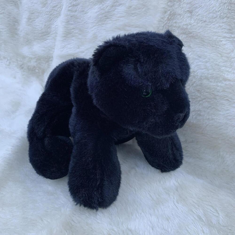 Aurora Leopard Black Panther Jaguar Plush Stuffed 14” Rare Green Eyes READ
